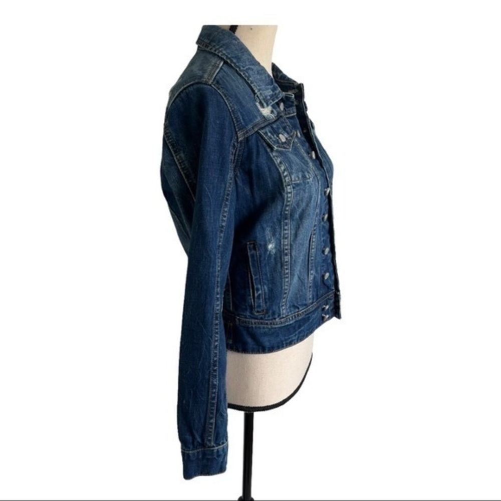 Blank NYC Blue Denim Distressed Crop Jean Jacket Size XS - Picture 7 of 9